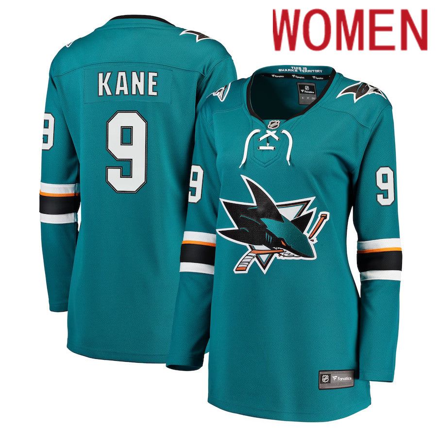 Women San Jose Sharks 9 Evander Kane Fanatics Branded Teal Breakaway NHL Jersey